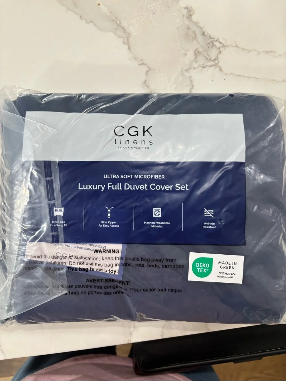 GK Linens Luxury Full Duvet Cover Set - Navy Blue